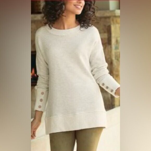 Soft Surroundings Rustica Pullover Sweater Oversized Textured Hem Size Medium - Picture 1 of 16